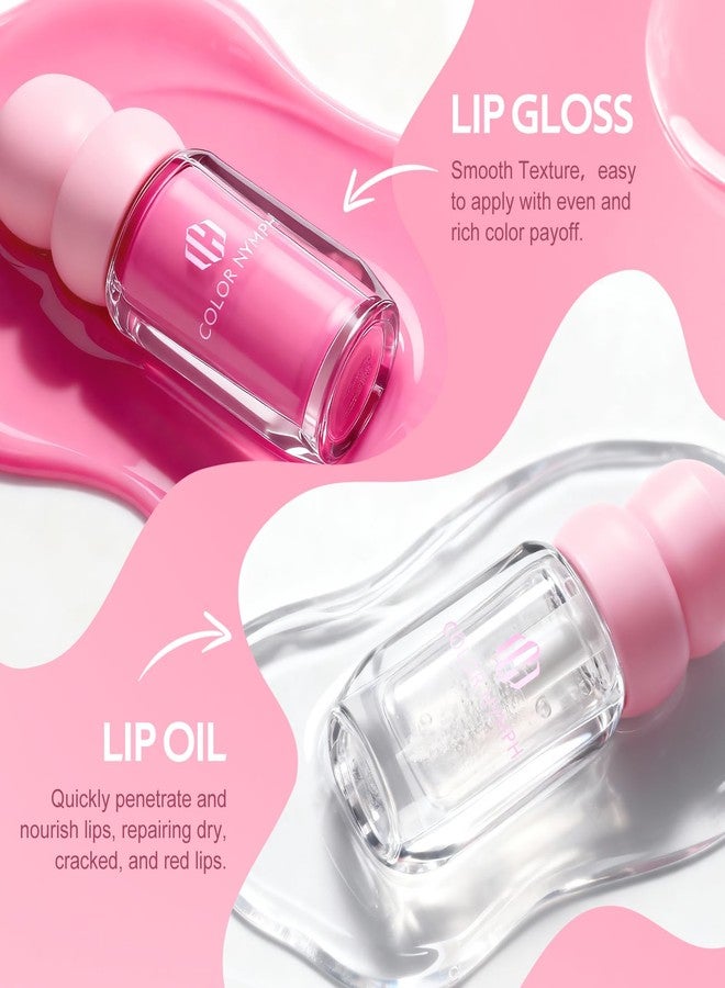 Color Nymph Lip Oil & Lip Gloss Set, Hydrating Non-Sticky Lip Makeup, Nourishing Lip Care with Jojoba Oil, Glossy Pigmented Finish, Summer Fruit - Image 5